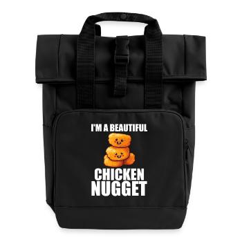 Niedliches Chicken Nugget für Frauen Chicken Nugget Liebhaber - Rolltop Rucksack mit zwei Griffen - Schwarz - Vorne