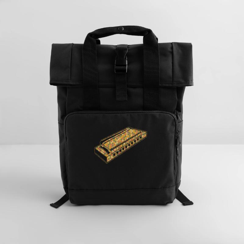 Harmonica Geometric Roll Top Backpack with Two Handles