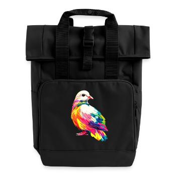 Taube Weiß Stadttaube Ringeltaube Weiße Tauben - Rolltop Rucksack mit zwei Griffen - Schwarz - Vorne
