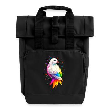 Taube Weiß Stadttaube Ringeltaube Weiße Tauben - Rolltop Rucksack mit zwei Griffen - Schwarz - Vorne