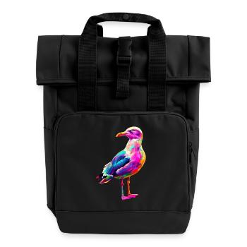 Möwe - Rolltop Rucksack mit zwei Griffen - Schwarz - Vorne