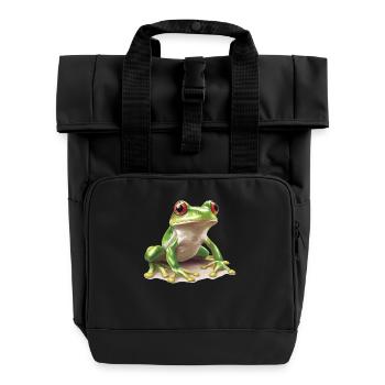 Frosch Frösche - Rolltop Rucksack mit zwei Griffen - Schwarz - Vorne