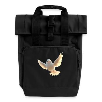 Taube Weiß Frieden Peace Ringeltaube Weiße Tauben - Rolltop Rucksack mit zwei Griffen - Schwarz - Vorne