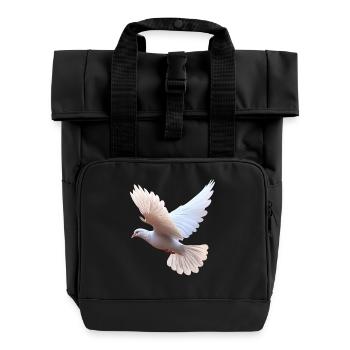 Taube Weiß Frieden Peace Ringeltaube Weiße Tauben - Rolltop Rucksack mit zwei Griffen - Schwarz - Vorne