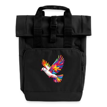 Taube Weiß Frieden Peace Ringeltaube Weiße Tauben - Rolltop Rucksack mit zwei Griffen - Schwarz - Vorne