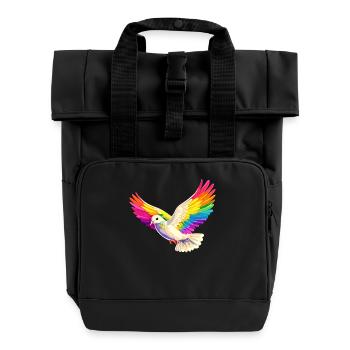 Taube Weiß Frieden Peace Ringeltaube Weiße Tauben - Rolltop Rucksack mit zwei Griffen - Schwarz - Vorne