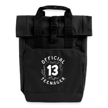 Official Teenager 13th Birthday Celebration - Roll Top Backpack with Two Handles - black - Front