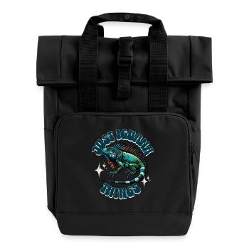 Leguan - Rolltop Rucksack mit zwei Griffen - Schwarz - Vorne