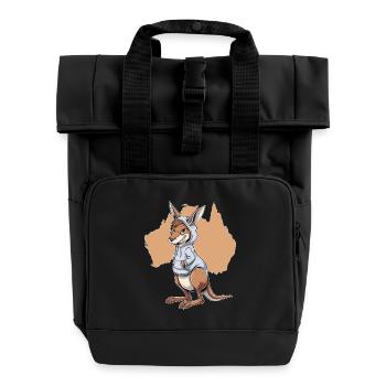 Kangaroo Känguru exotische Tiere Australien - Rolltop Rucksack mit zwei Griffen - Schwarz - Vorne