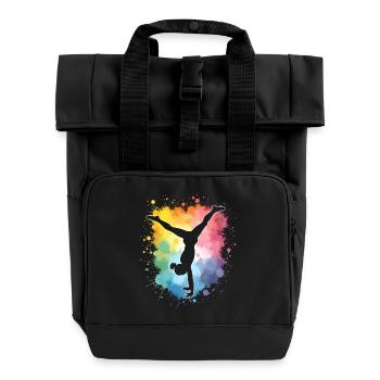 Turnerin - Geboren zum Turnen - Rolltop Rucksack mit zwei Griffen - Schwarz - Vorne