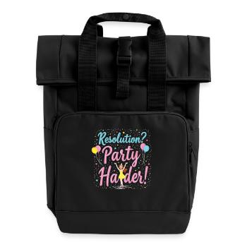 Resolution Party Design – Lustiges Silvester Motiv - Rolltop Rucksack mit zwei Griffen - Schwarz - Vorne