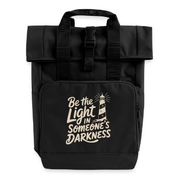 Lighthouse Motivational Saying - Positive Thinking - Roll Top Backpack with Two Handles - black - Front