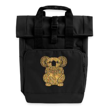 Koala Geometric - Roll Top Backpack with Two Handles - black - Front