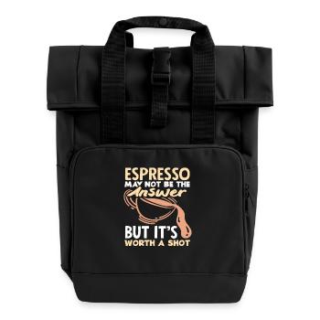 Coffee lover espresso answer worth it - Roll Top Backpack with Two Handles - black - Front
