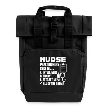 Nurse Practitioner Intelligent Funny Attractive - Roll Top Backpack with Two Handles - black - Front