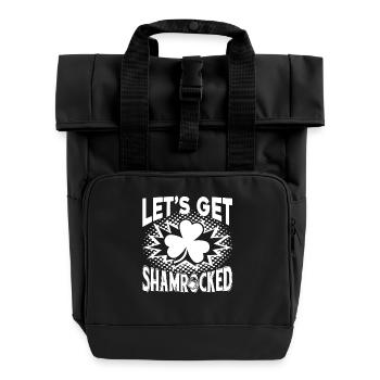 St Patrick's Day Let's Get Shamrocked St Patrick - Roll Top Backpack with Two Handles - black - Front