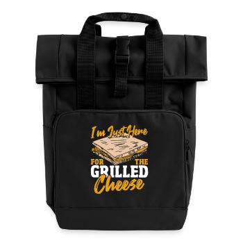 Ich bin nur wegen dem gegrillten Käse hier - Rolltop Rucksack mit zwei Griffen - Schwarz - Vorne
