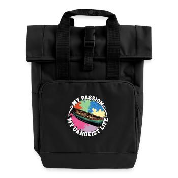 Canoeing My Passion My Canoeist Life Paddling - Rolltop Rucksack mit zwei Griffen - Schwarz - Vorne