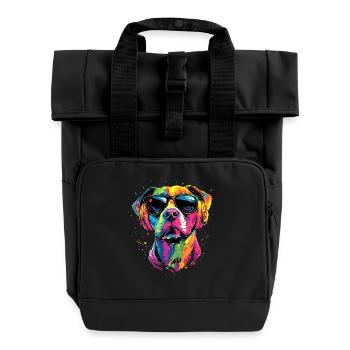 Pitbull Bulldog Pittie American Pitbull Terrier - Roll Top Backpack with Two Handles - black - Front