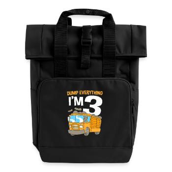 Baustelle Kindergeburtstag - Rolltop Rucksack mit zwei Griffen - Schwarz - Vorne