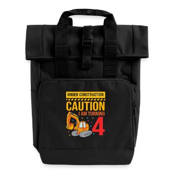 Baustelle Kindergeburtstag - Rolltop Rucksack mit zwei Griffen - Schwarz - Vorne