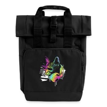 Rave Raver Techno music Techno bass Mixer - Roll Top Backpack with Two Handles - black - Front