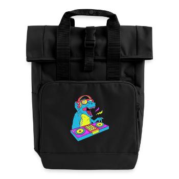 Rave Raver Techno music Techno bass Mixer - Roll Top Backpack with Two Handles - black - Front
