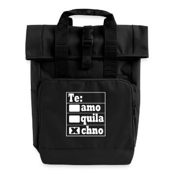 Rave Raver Techno music Techno bass Mixer - Roll Top Backpack with Two Handles - black - Front