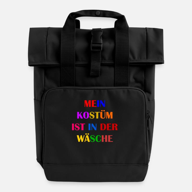 Karneval Kostüm Damen Geschenk Fasching Fastnacht - Rolltop Rucksack mit zwei Griffen - Schwarz