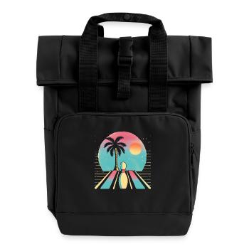 Oldschool Bowling - Roll Top Backpack with Two Handles - black - Front