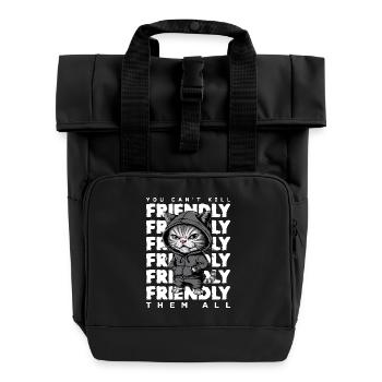 Annoyed Cat Funny Cat Design Saying - Roll Top Backpack with Two Handles - black - Front