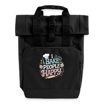 I Bake People Happy Funny Baking Lover Gifts Men - Rolltop Rucksack mit zwei Griffen - Schwarz - Vorne