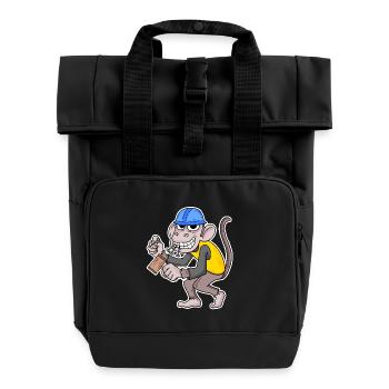 Baustelle Affe lustig Handwerker - Rolltop Rucksack mit zwei Griffen - Schwarz - Vorne
