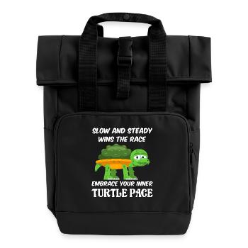 Lent et régulier gagne la course, adopte le rythme de la tortue - Sac à dos Roll Top à deux anses - noir - Devant