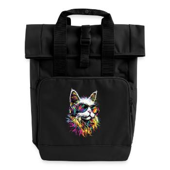 Chat Angora Blanc Chat Angora Chats Angora Mignons - Sac à dos Roll Top à deux anses - noir - Devant
