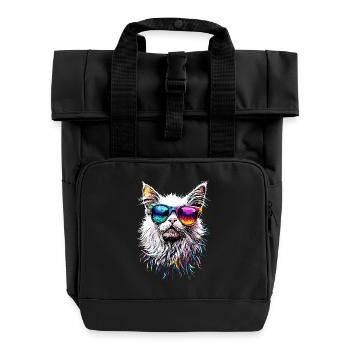 Chat Angora Blanc Chat Angora Chats Angora Mignons - Sac à dos Roll Top à deux anses - noir - Devant