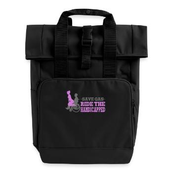 Handicapped Empowerment Illustration für - Rolltop Rucksack mit zwei Griffen - Schwarz - Vorne