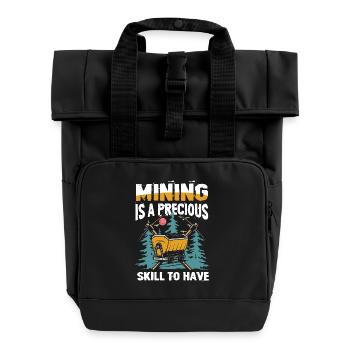 Mining Is A Precious Skill To Have - Rolltop Rucksack mit zwei Griffen - Schwarz - Vorne