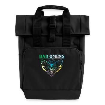 Bad Omens butterfly art with skull and crossbones - Roll Top Backpack with Two Handles - black - Front