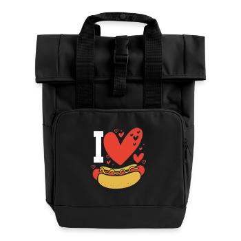 Hot Dog Snack - Roll Top Backpack with Two Handles - black - Front