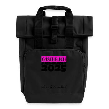 Jugendweihe 2025 Gästebuch Geschenk Mädchen Jungen - Rolltop Rucksack mit zwei Griffen - Schwarz - Vorne