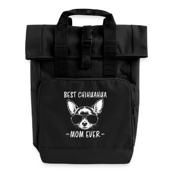 Chihuahua Saying Mom Funny Chihuahua Gift - Roll Top Backpack with Two Handles - black - Front