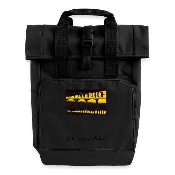 Jugendweihe 2025 Gästebuch Geschenk Mädchen Jungen - Rolltop Rucksack mit zwei Griffen - Schwarz - Vorne