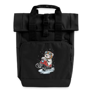 Ours polaire mignon sur motoneige - Sac à dos Roll Top à deux anses - noir - Devant