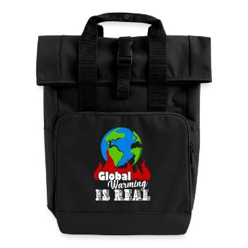 Earth Day Global Warming Is Real - Roll Top Backpack with Two Handles - black - Front