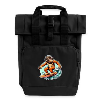 Neanderthal surfers surfers - Roll Top Backpack with Two Handles - black - Front