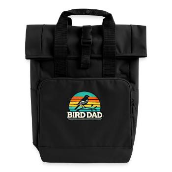 Bird Dad Design - Perfect for Bird Enthusiasts - Roll Top Backpack with Two Handles - black - Front