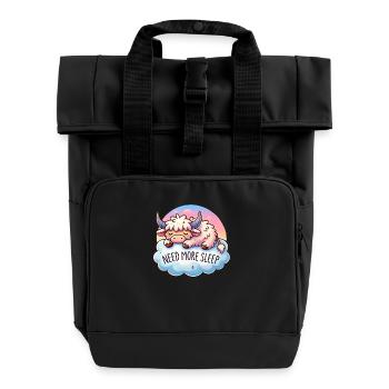 Cute Highland Cow Sleep Lover - Peaceful Bedtime - Roll Top Backpack with Two Handles - black - Front
