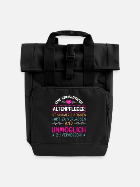 Altenpfleger Geschenk Altenpflege Pflegefachkraft - Rolltop Rucksack mit zwei Griffen - Schwarz
