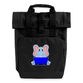 Elefant Laptop - Rolltop Rucksack mit zwei Griffen - Schwarz - Vorne